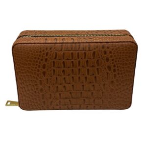 Δερμάτινος Κροκό Υγραντήρας Ταξιδιού για 4 Πούρα (4045-BR Ταμπά)