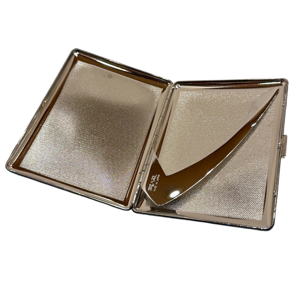Pearl Δερμάτινη Ταμπακιέρα Εφέ Croco Μαύρη (Regular Size) - Image 3