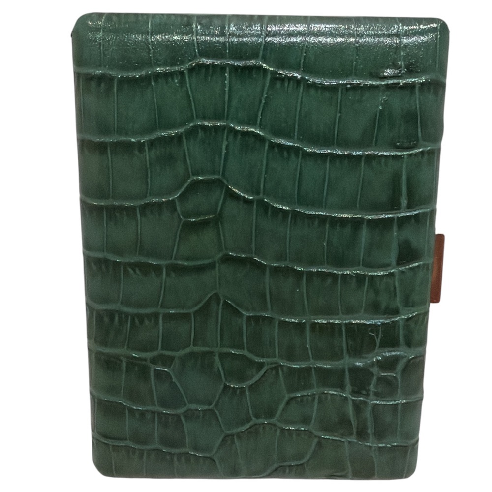 Pearl Δερμάτινη Ταμπακιέρα Εφέ Croco Πράσινο (Regular Size)