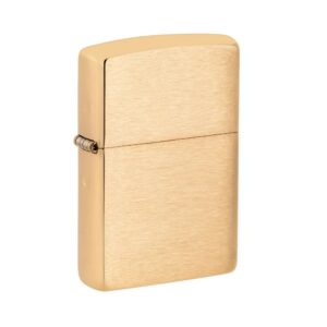 Zippo Αναπτήρας Πέτρας με Φιτίλι (Regular Bright Brushed Brass Gold)