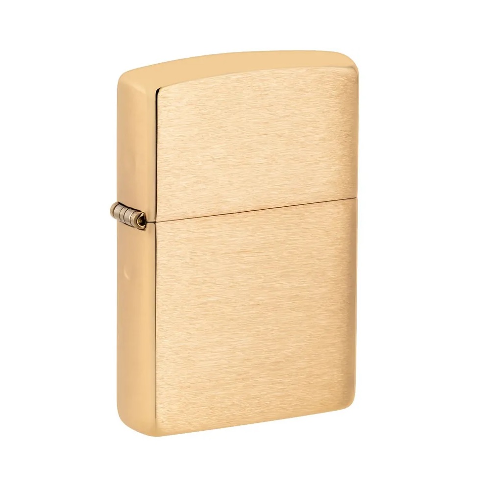 Zippo Αναπτήρας Πέτρας με Φιτίλι (Regular Bright Brushed Brass Gold)