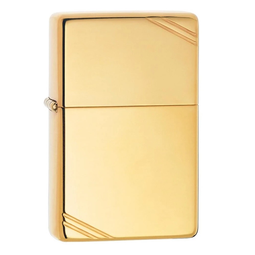 Zippo Αναπτήρας Πέτρας με Φιτίλι (Vintage High Polish Brass Gold)