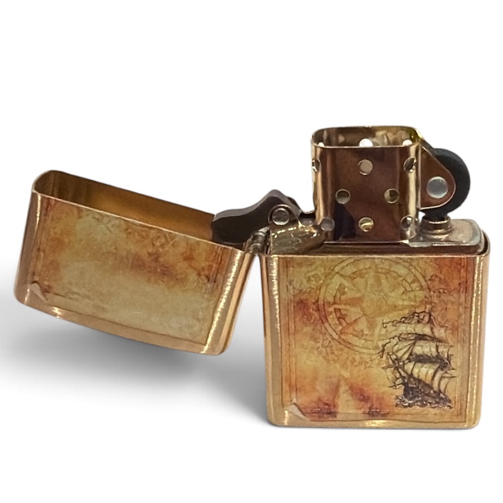 Zippo Αναπτήρας Πέτρας με Φιτίλι (Nautical Compass Design Brass) - Image 4