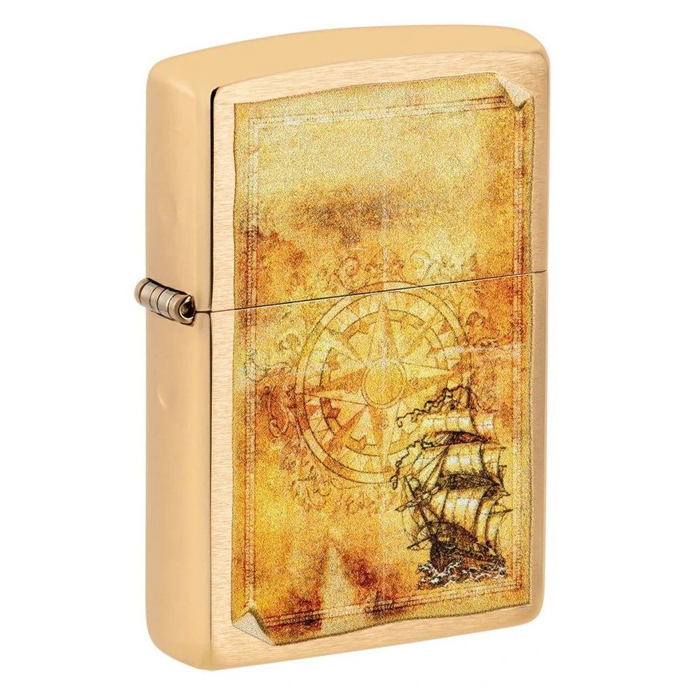 Zippo Αναπτήρας Πέτρας με Φιτίλι (Nautical Compass Design Brass)